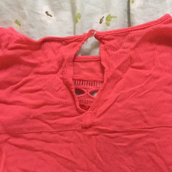 Coral Pink Blouse With Flare Sleeves - Picture 7 of 7